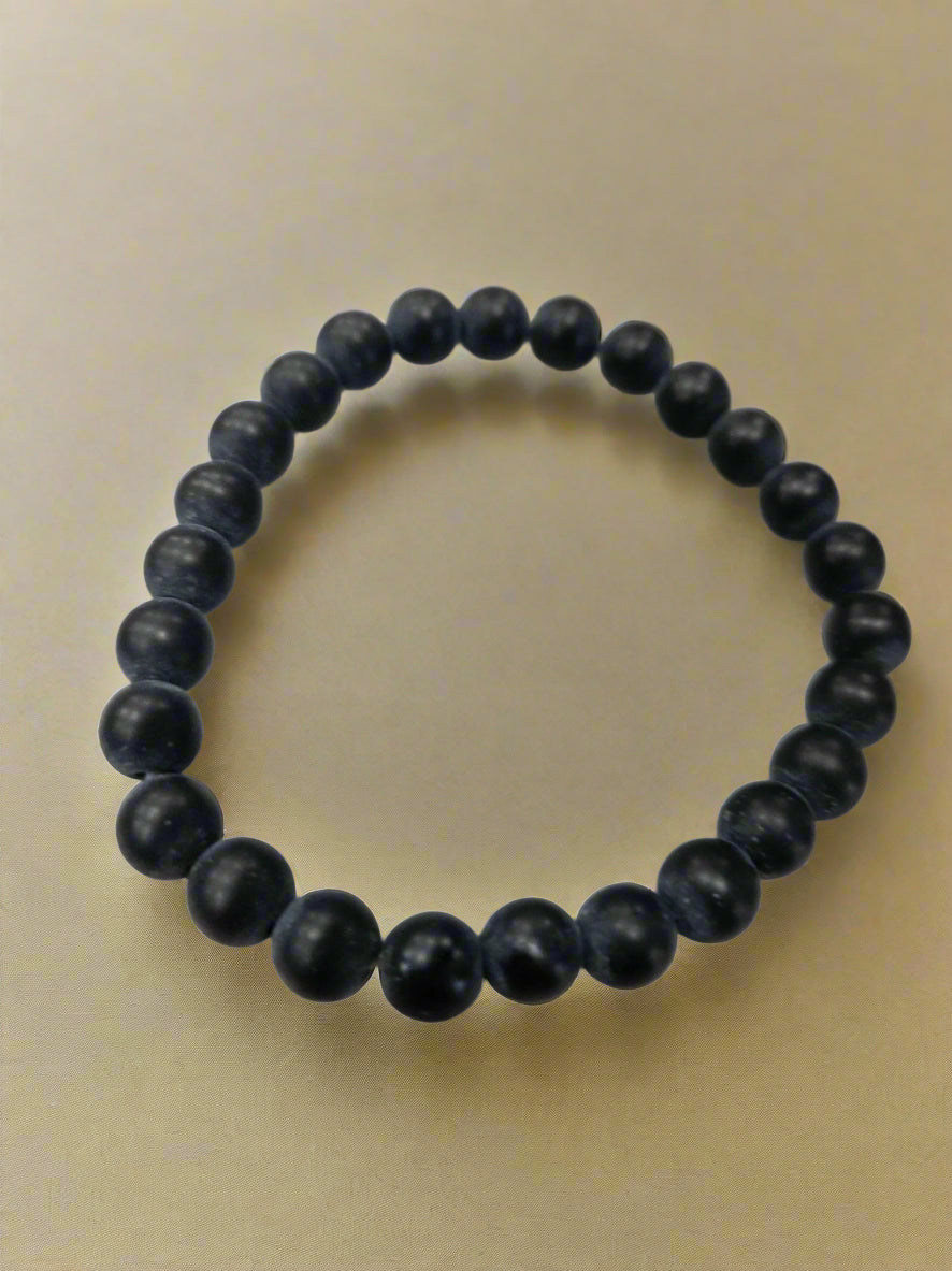 Black Shungite Beaded Stretchy Bracelet