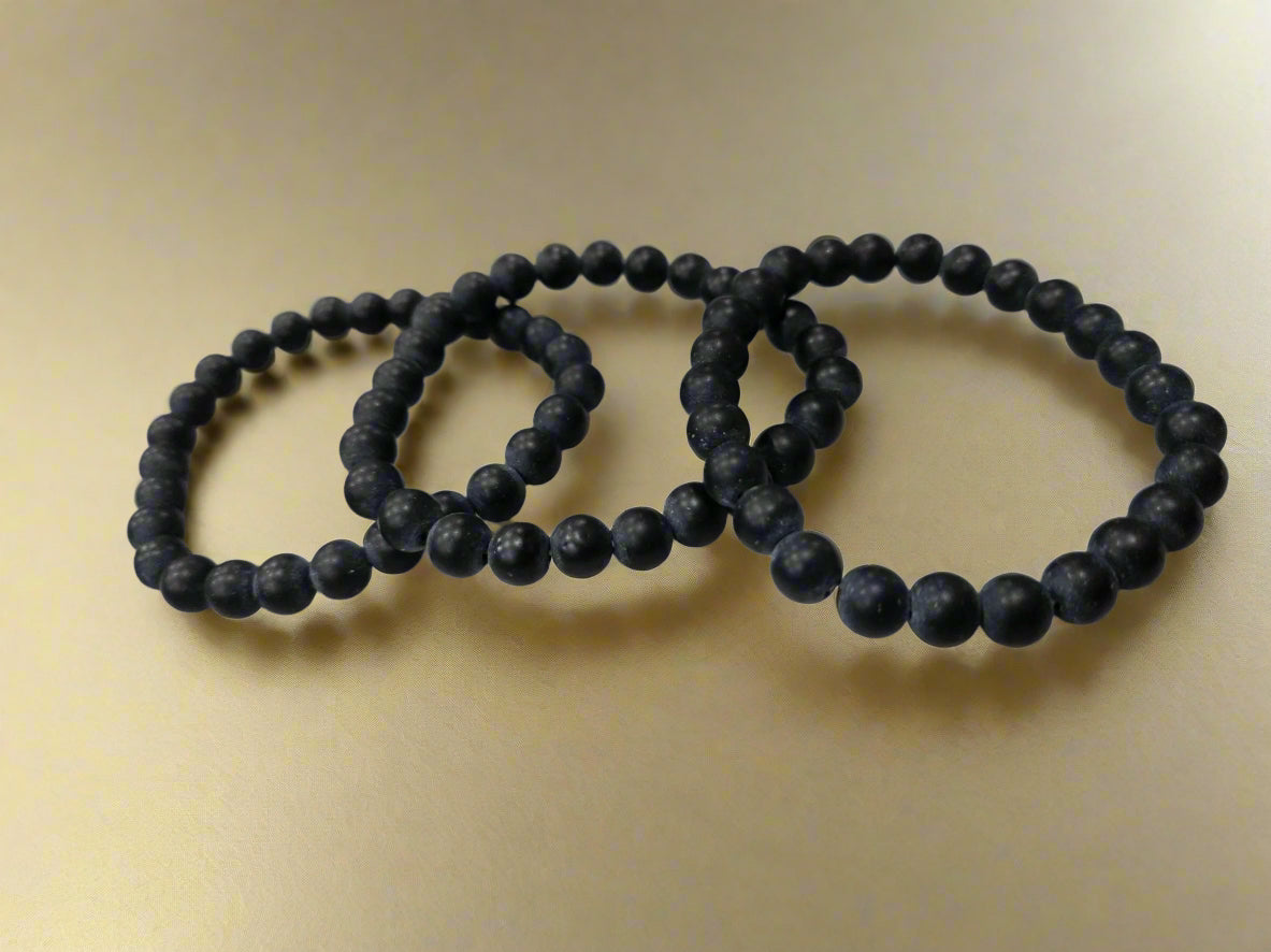 Black Shungite Beaded Stretchy Bracelet