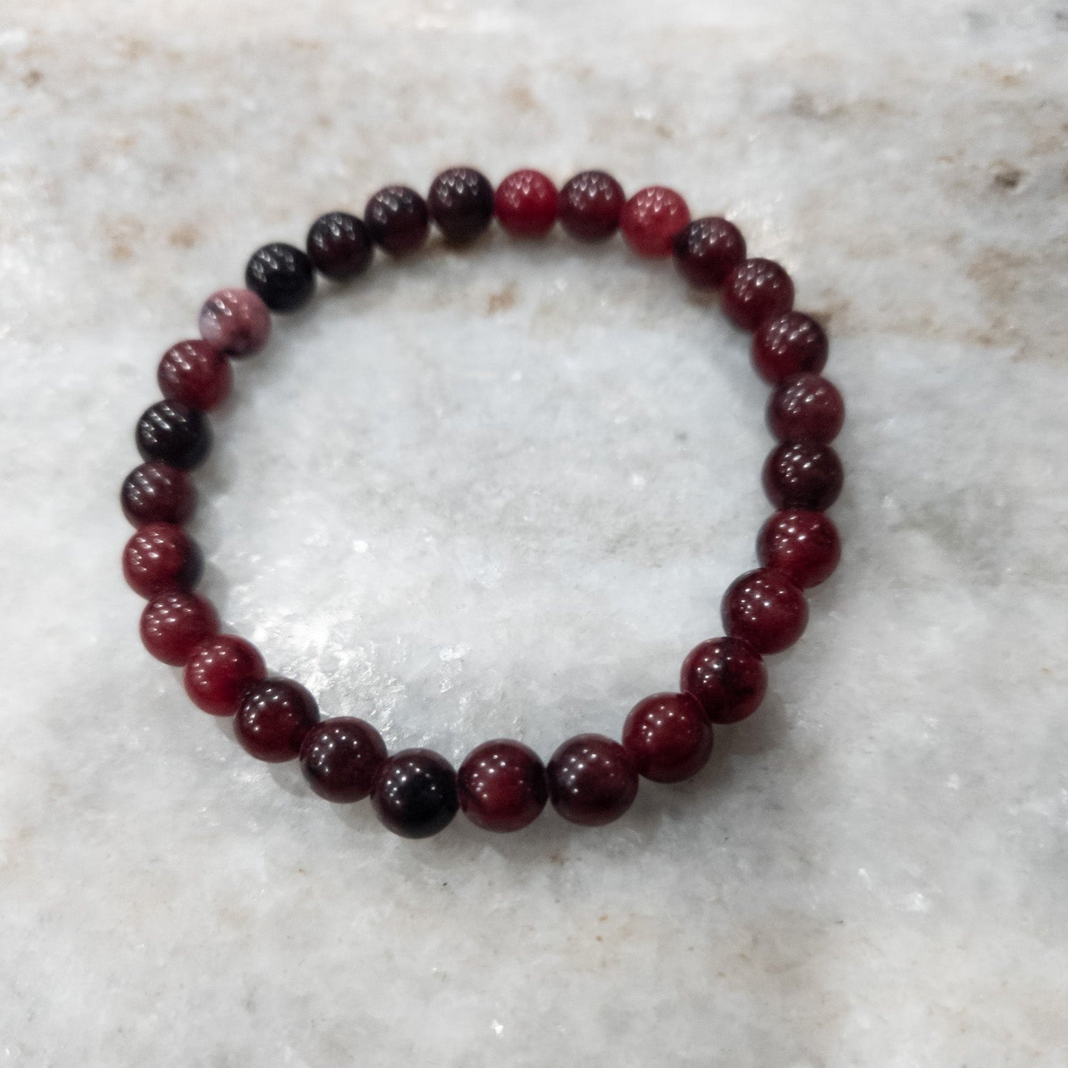 Love Stone Garnet Beaded Stretchy Bracelet
