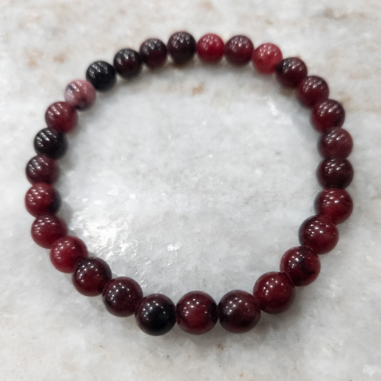 Love Stone Garnet Beaded Stretchy Bracelet
