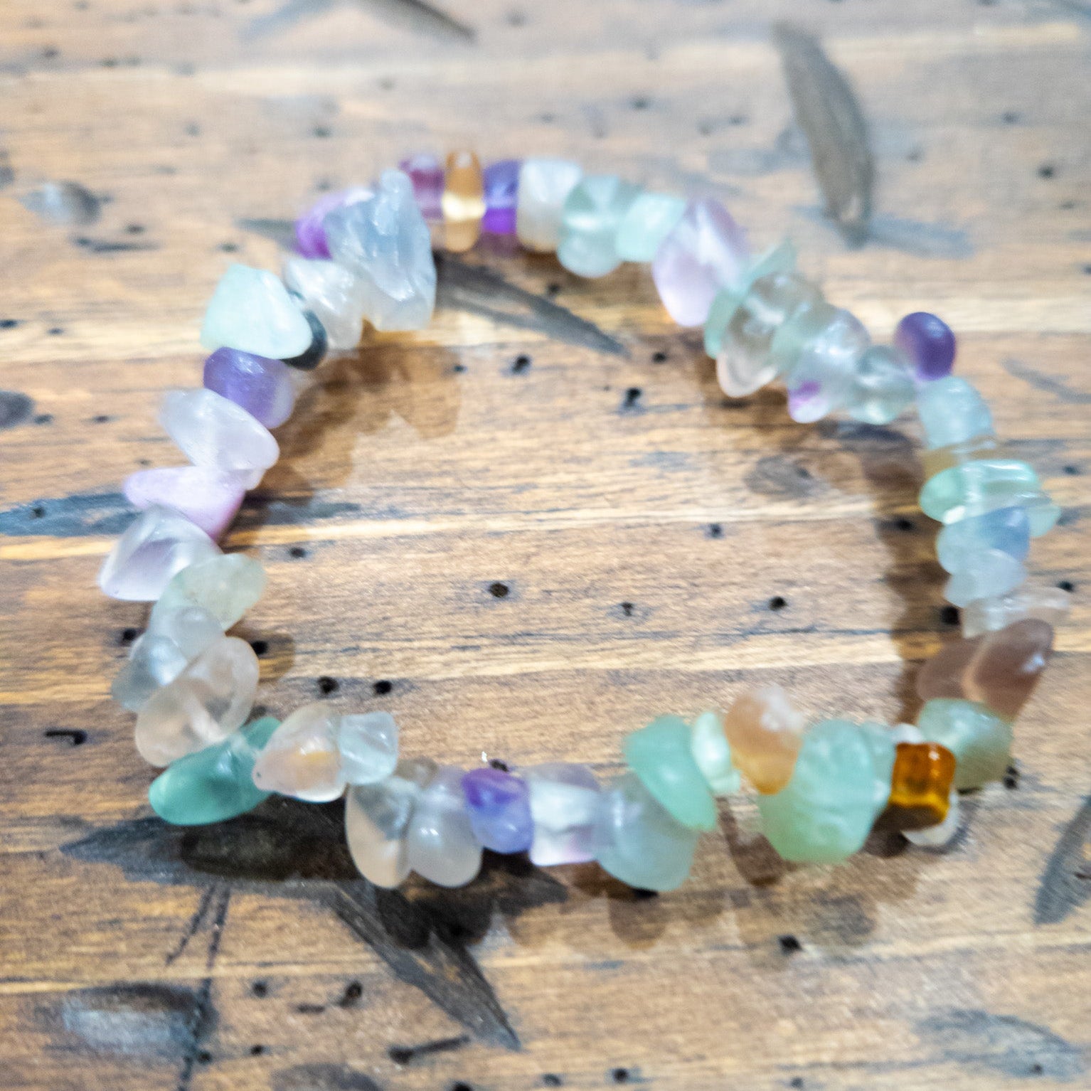 Positivity Fluorite Stone Stretchy Bracelet
