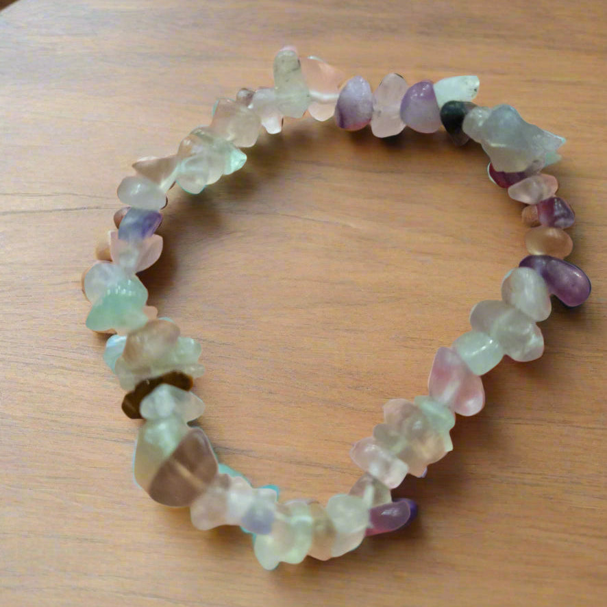 Positivity Fluorite Stone Stretchy Bracelet