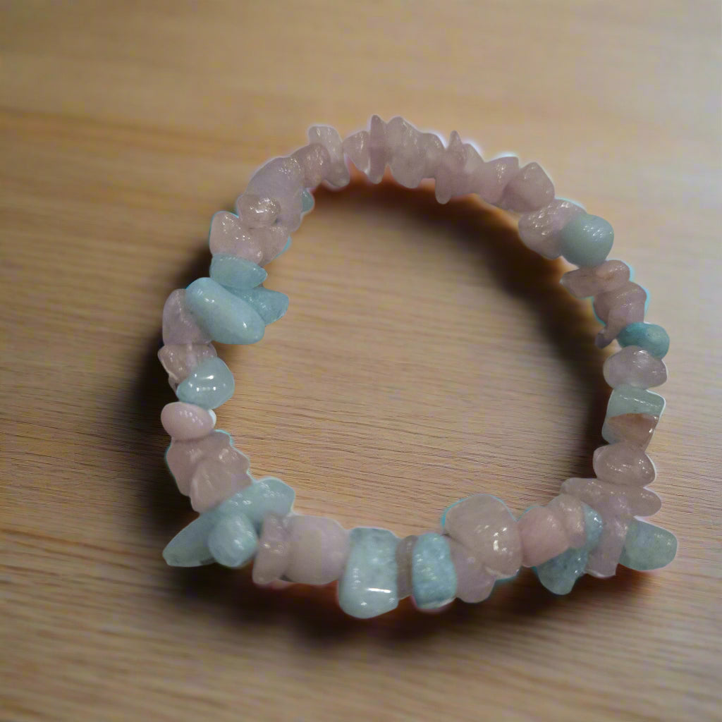 Rose Quartz and Aquamarine Stretchy Bracelet