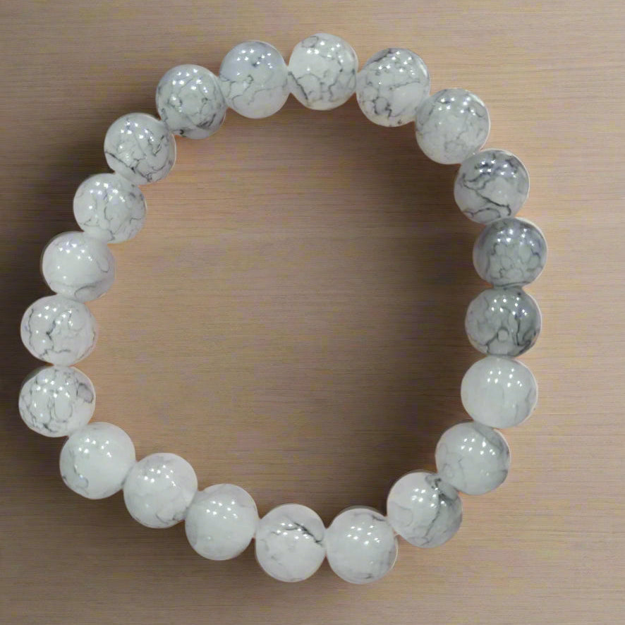 Black Dragon Vein Agate Beaded Stretchy Bracelet