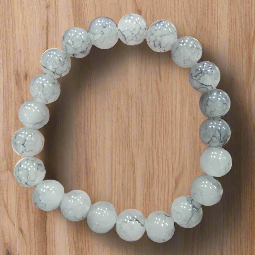 Black Dragon Vein Agate Beaded Stretchy Bracelet