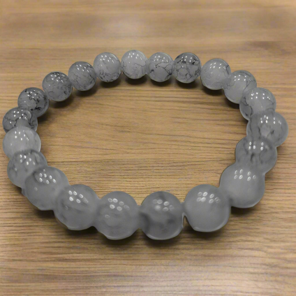 Black Dragon Vein Agate Beaded Stretchy Bracelet