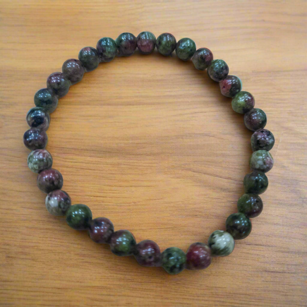 Small Dragon Blood Jasper Beaded Stretchy Bracelet