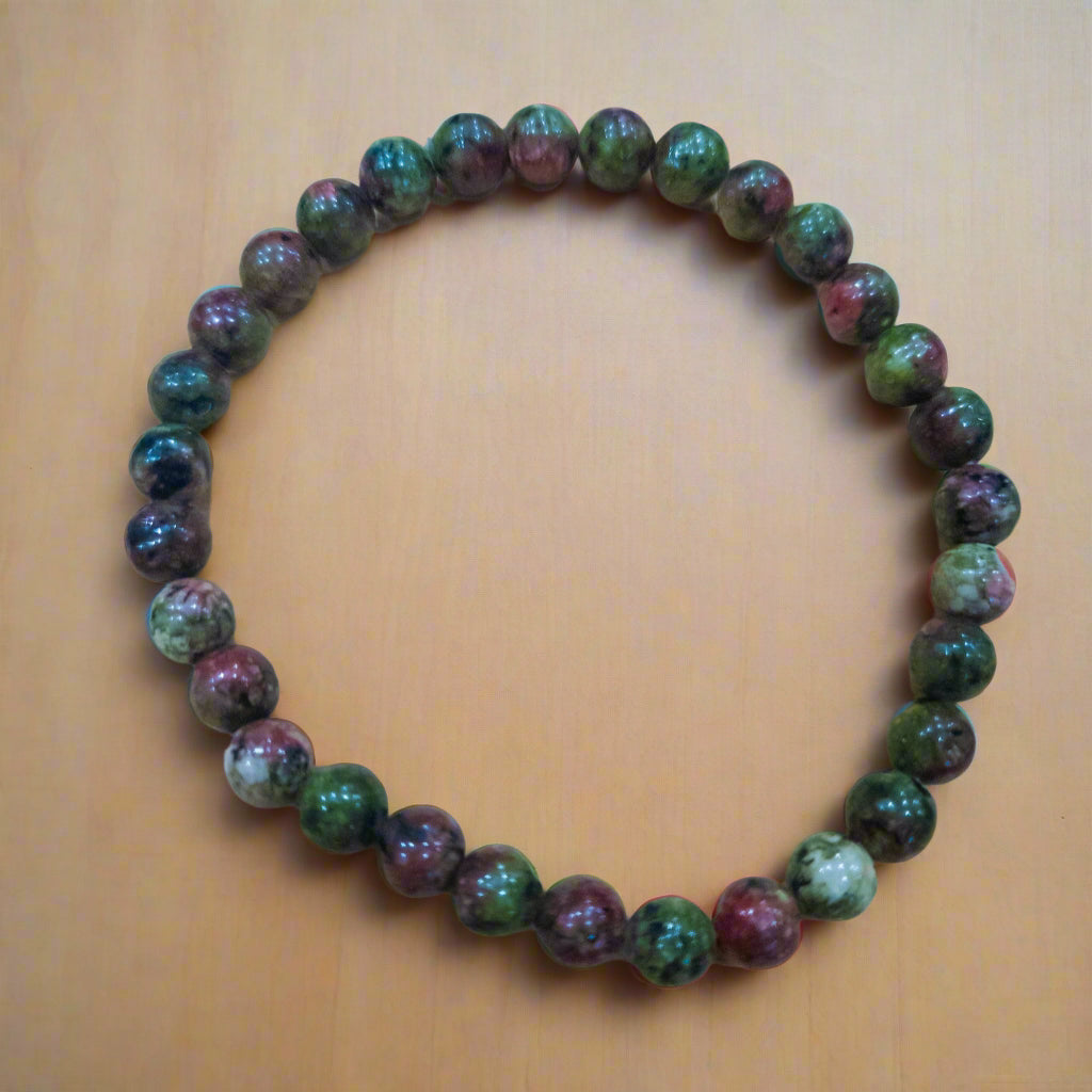 Small Dragon Blood Jasper Beaded Stretchy Bracelet