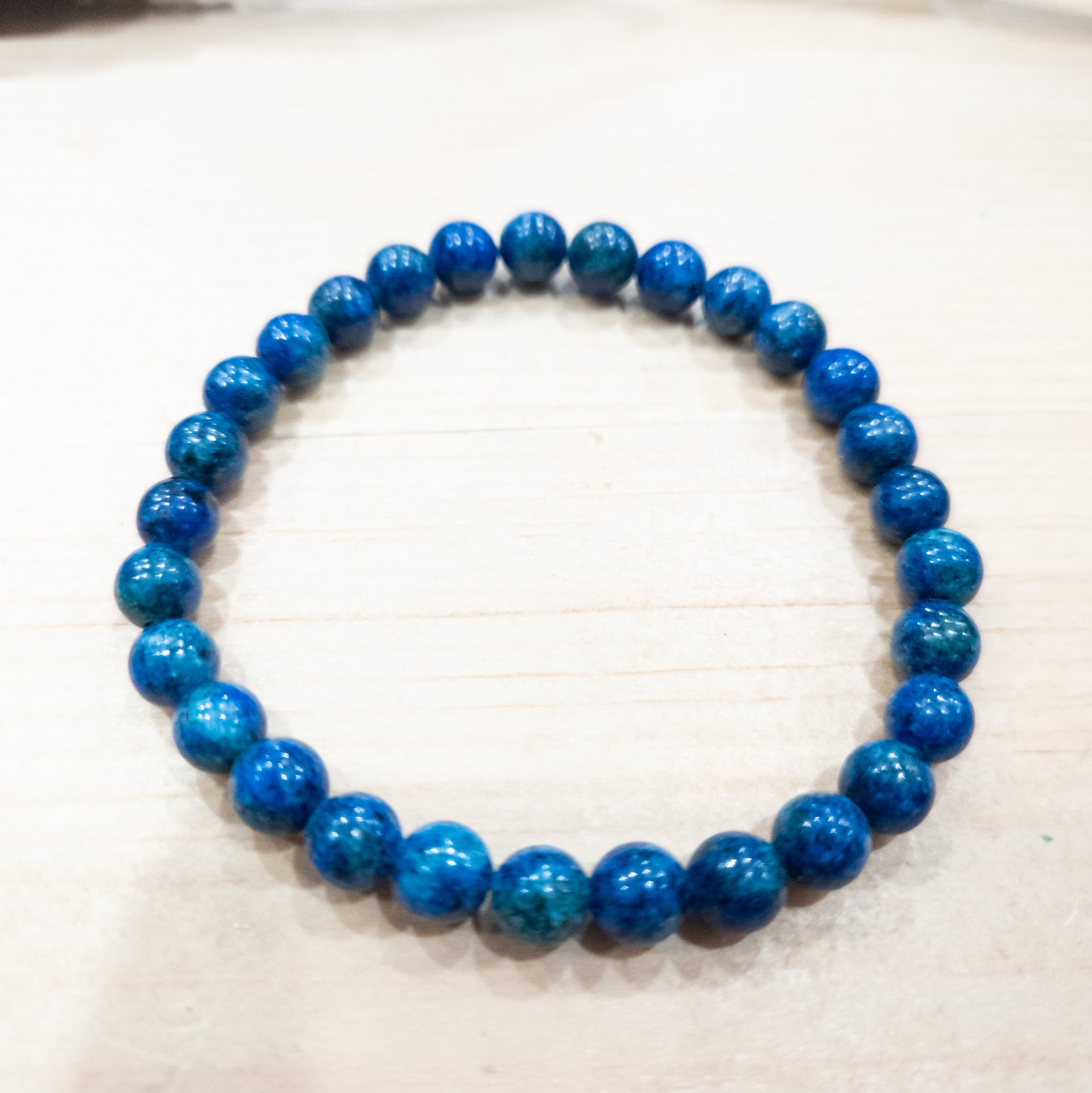 Azurite Stone Beaded Stretchy Bracelet