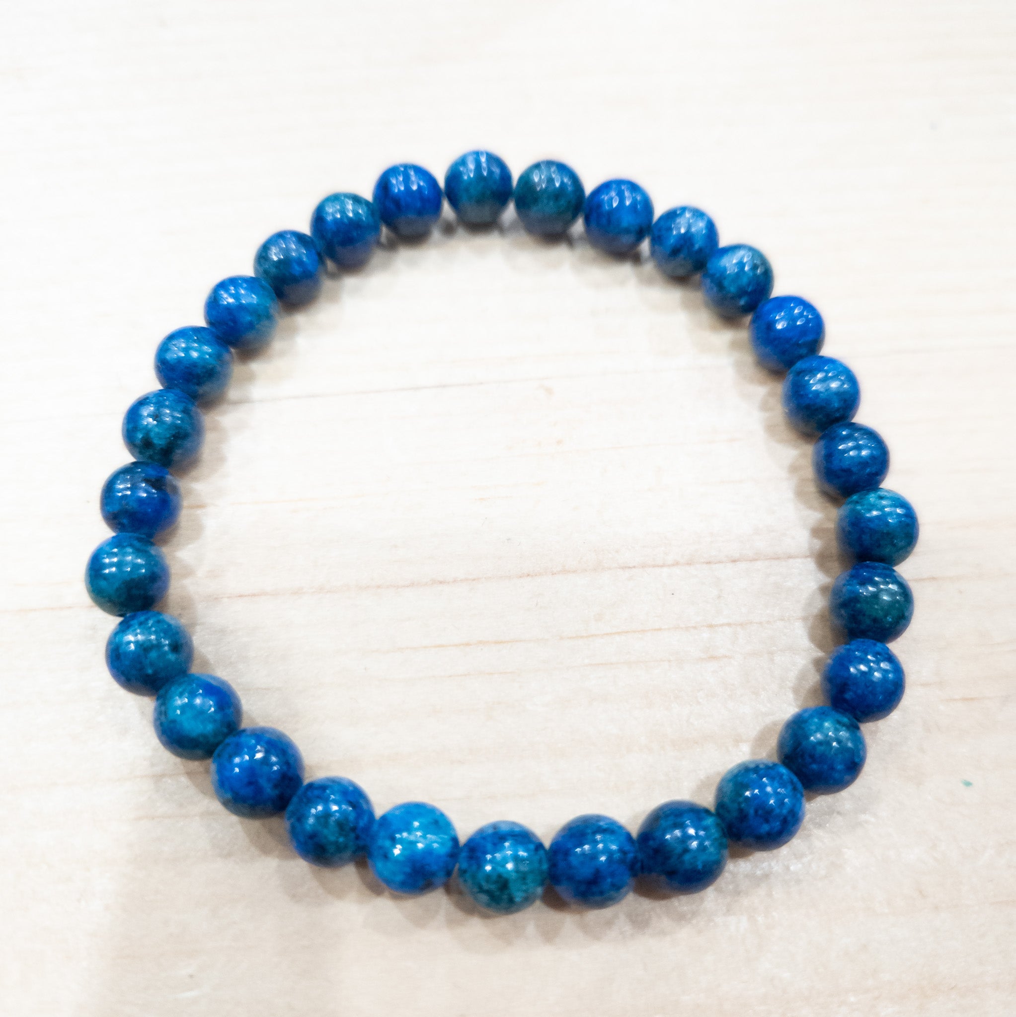 Azurite Stone Beaded Stretchy Bracelet