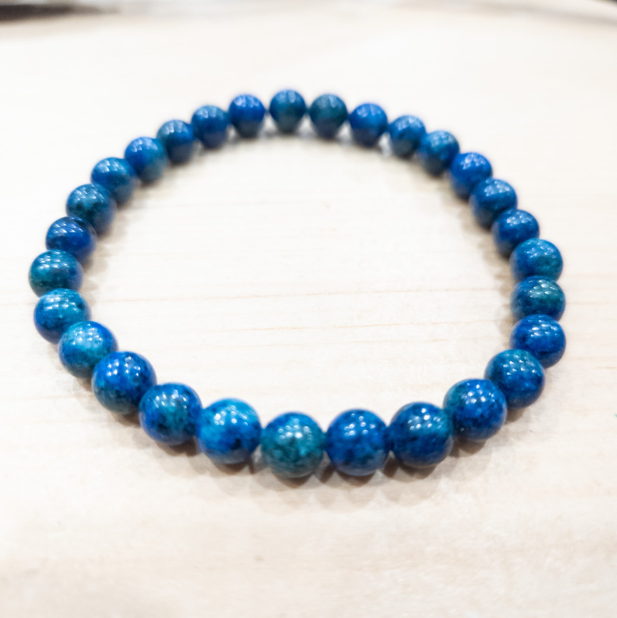 Azurite Stone Beaded Stretchy Bracelet