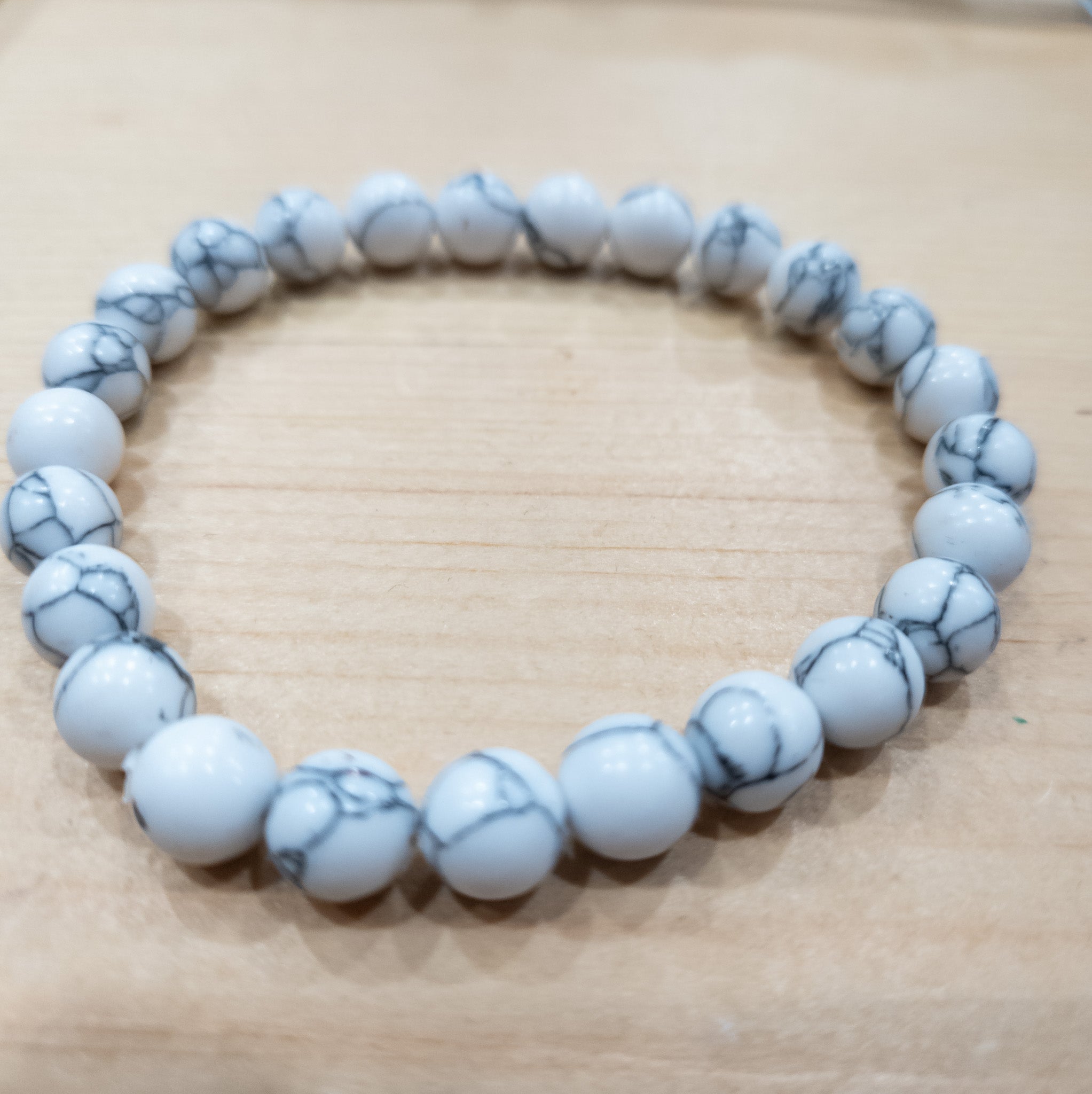 Howlite Stone Beaded Stretchy Bracelet
