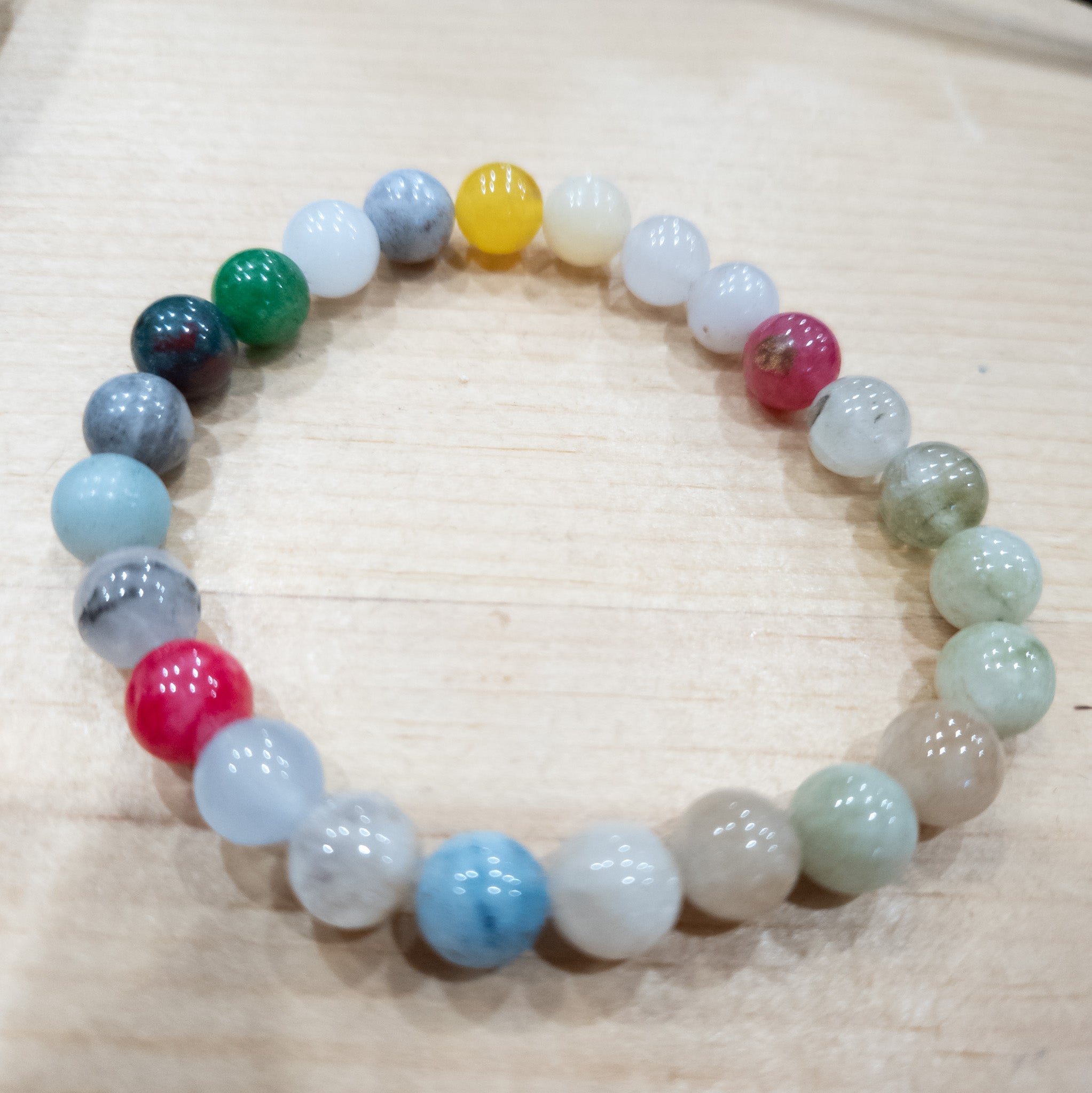 Beautifully Assorted Agate Stone Beaded Stretchy Bracelet