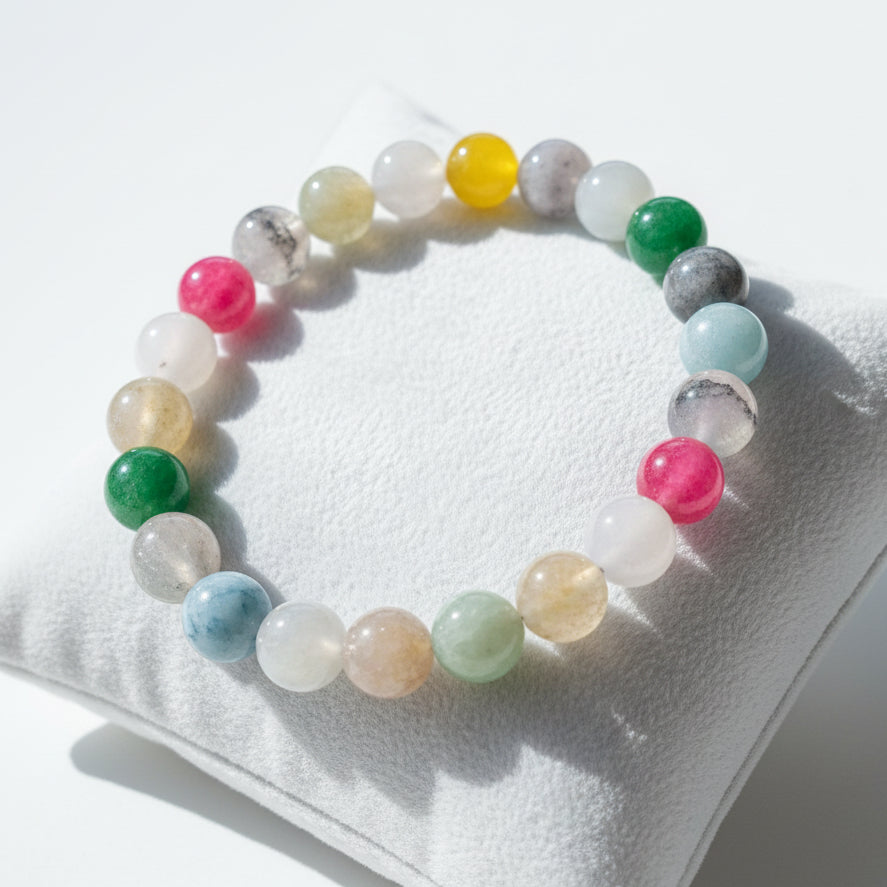 Beautifully Assorted Agate Stone Beaded Stretchy Bracelet