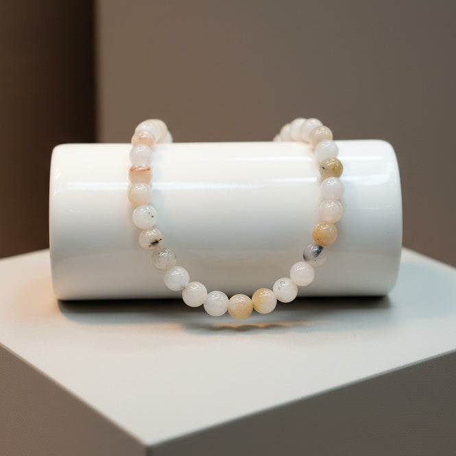 Flower Agate Stone Stretchy Bracelet