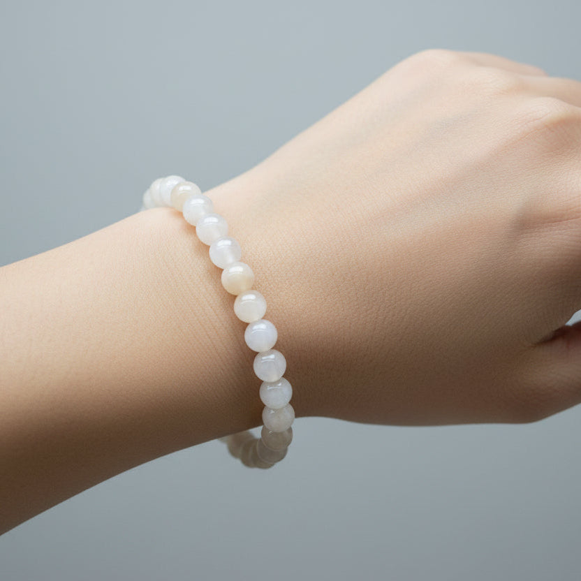 Flower Agate Stone Stretchy Bracelet