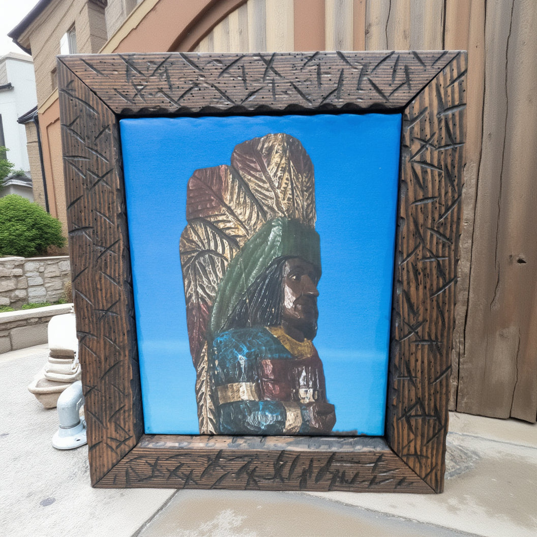 Aesthetic Wooden Indian Photo Canvas Print with Frame