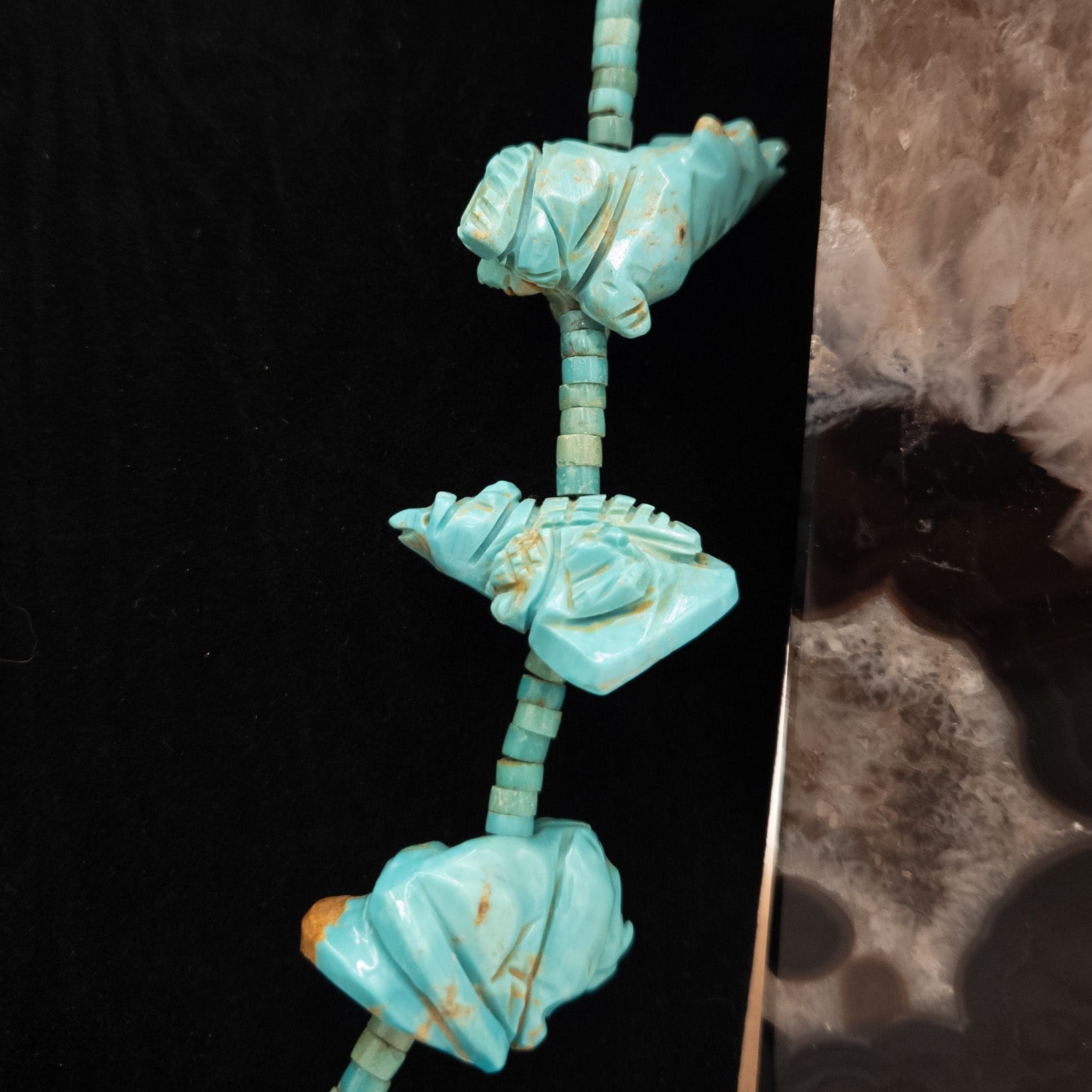 Hand Crafted Native American Navajo Turquoise Fetish Necklace Heirloom Statement Piece
