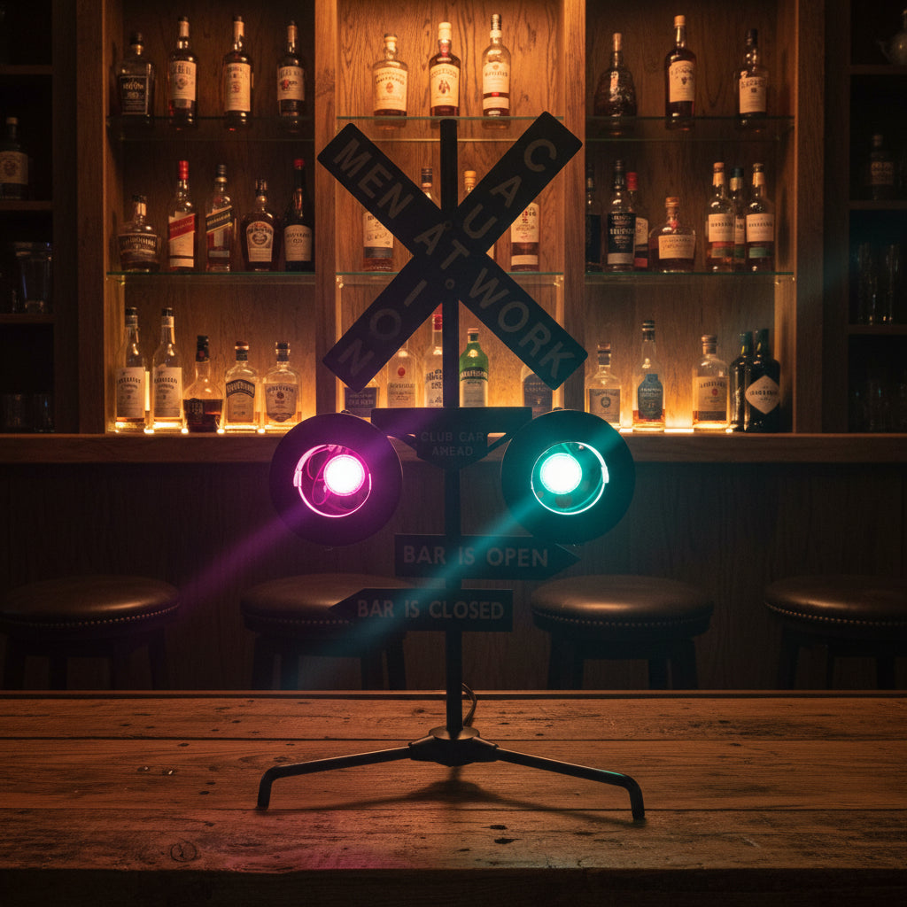 Vintage "Caution Men at Work Bar is Open/Closed" Red and Green Lights