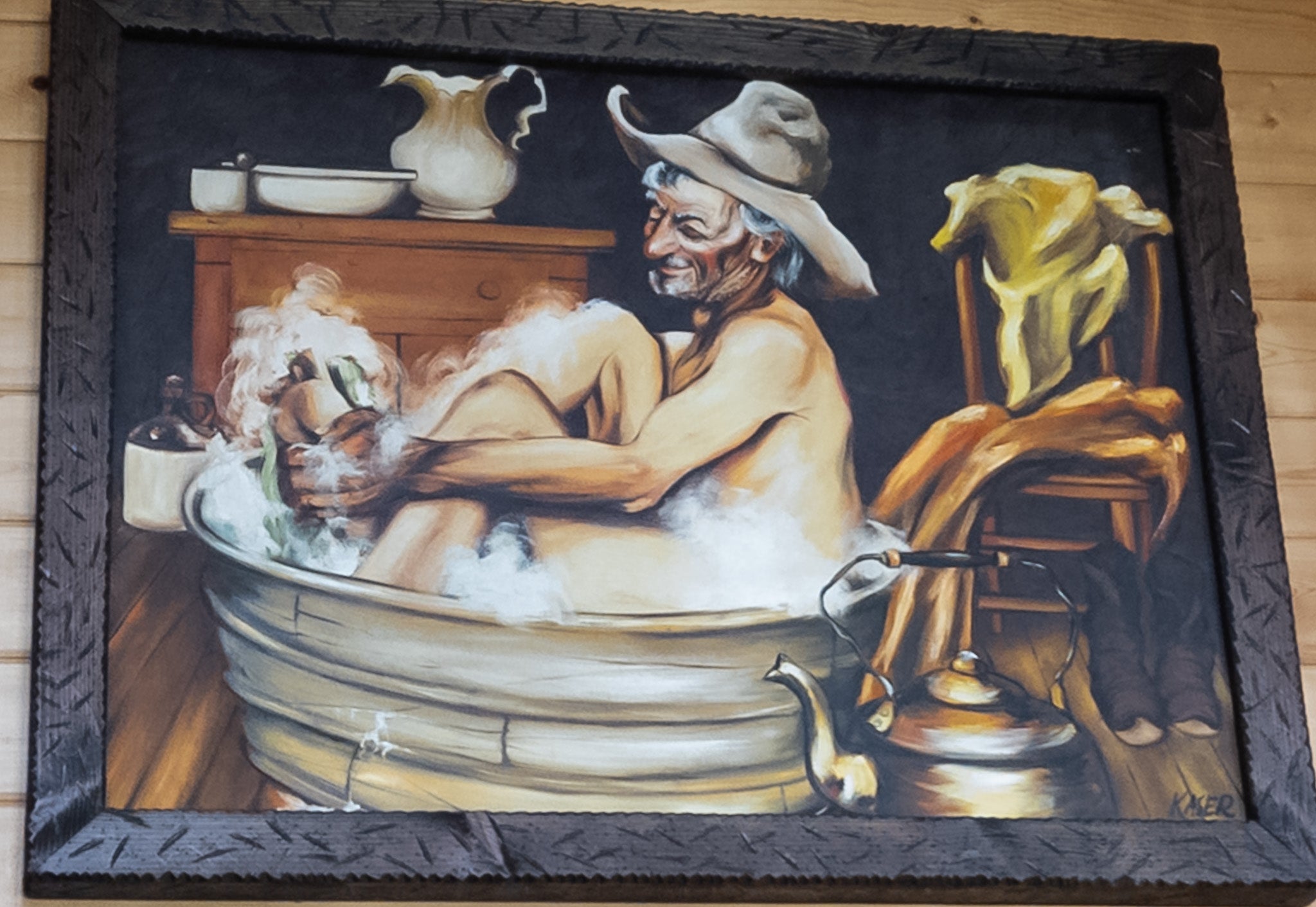 Original Oil Painting "Bath Time" by G. Kaser