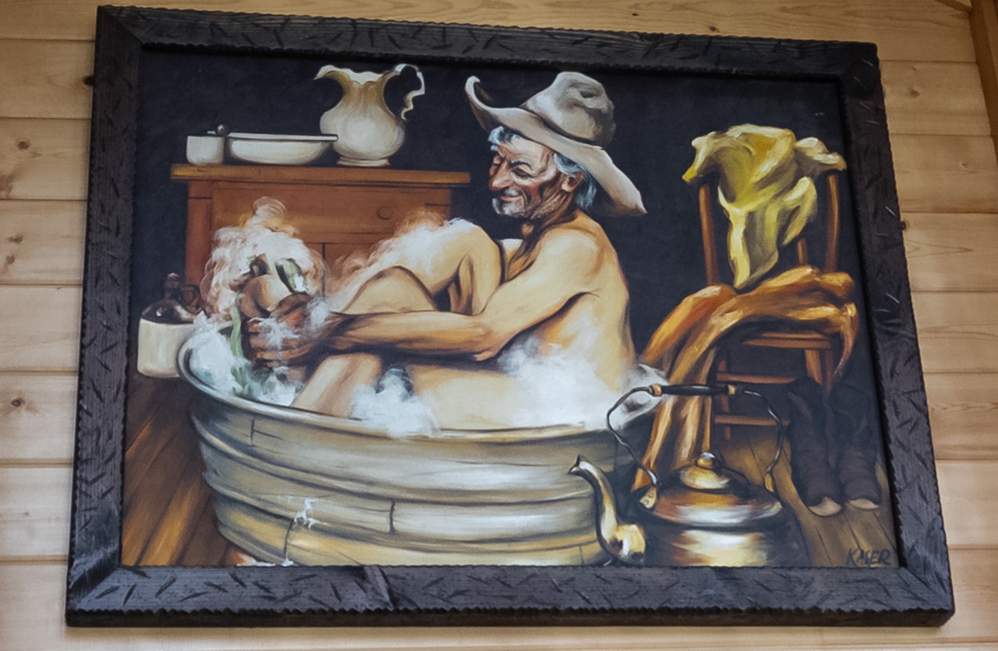 Original Oil Painting "Bath Time" by G. Kaser