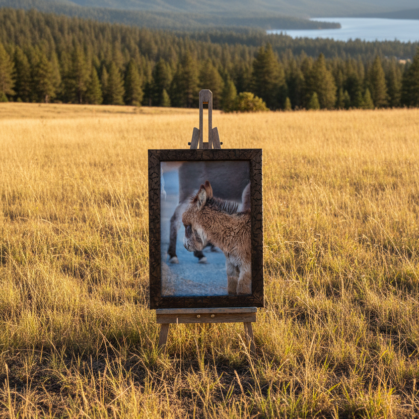 Original Framed Photo of a Young Burro in Big Bear California