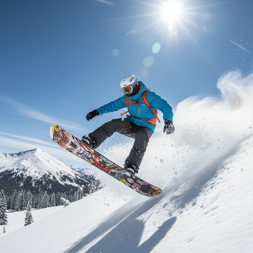 Snowboard Featuring A Fierce Tiger