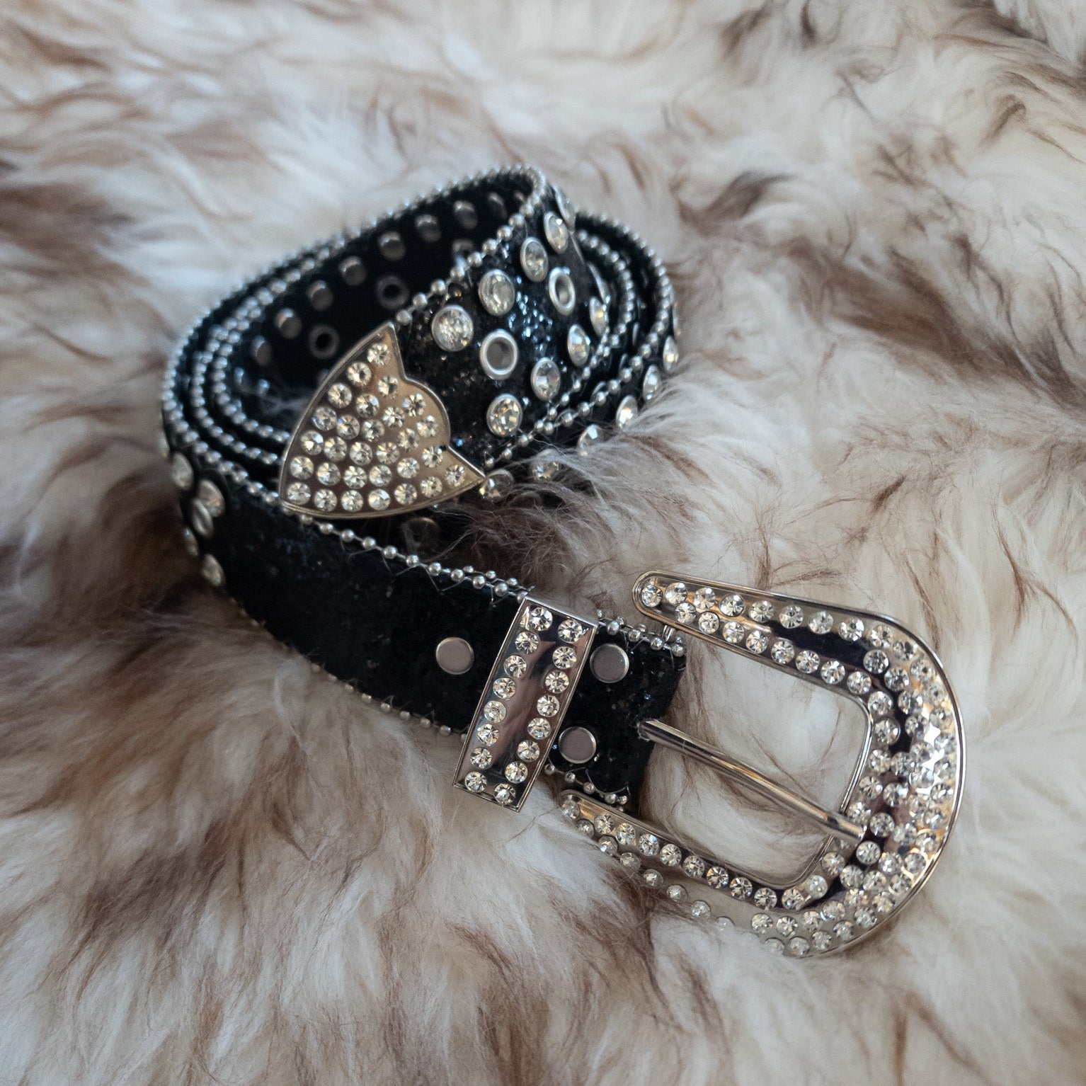 Sequence Black Rhinestone Belt