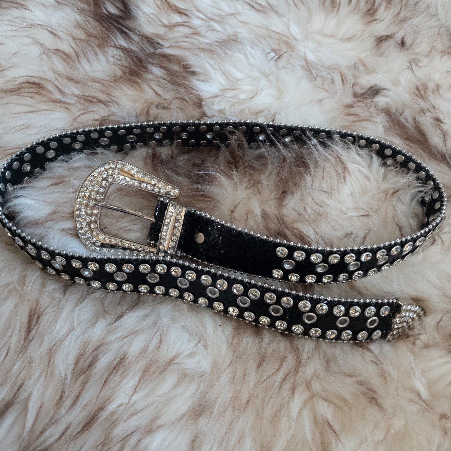 Sequence Black Rhinestone Belt