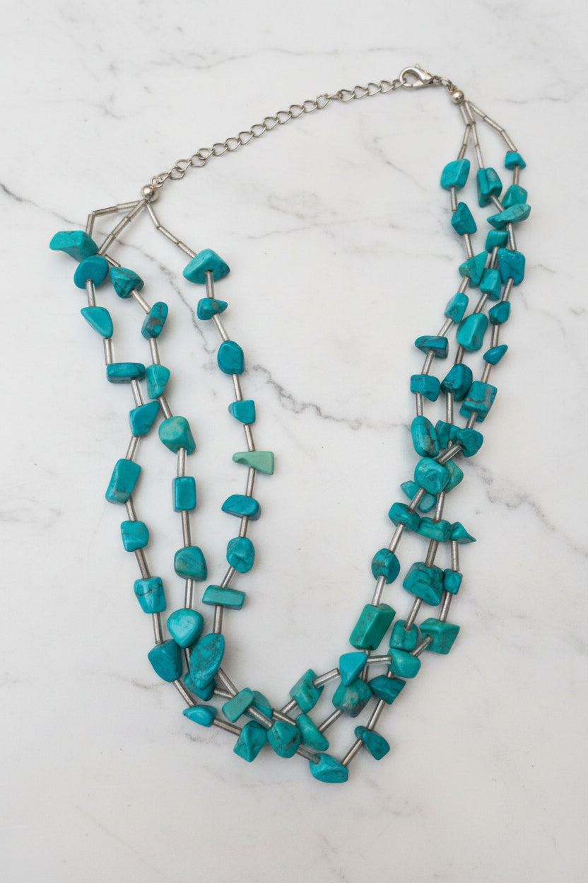 Unique Three-Layered Turquoise Necklace