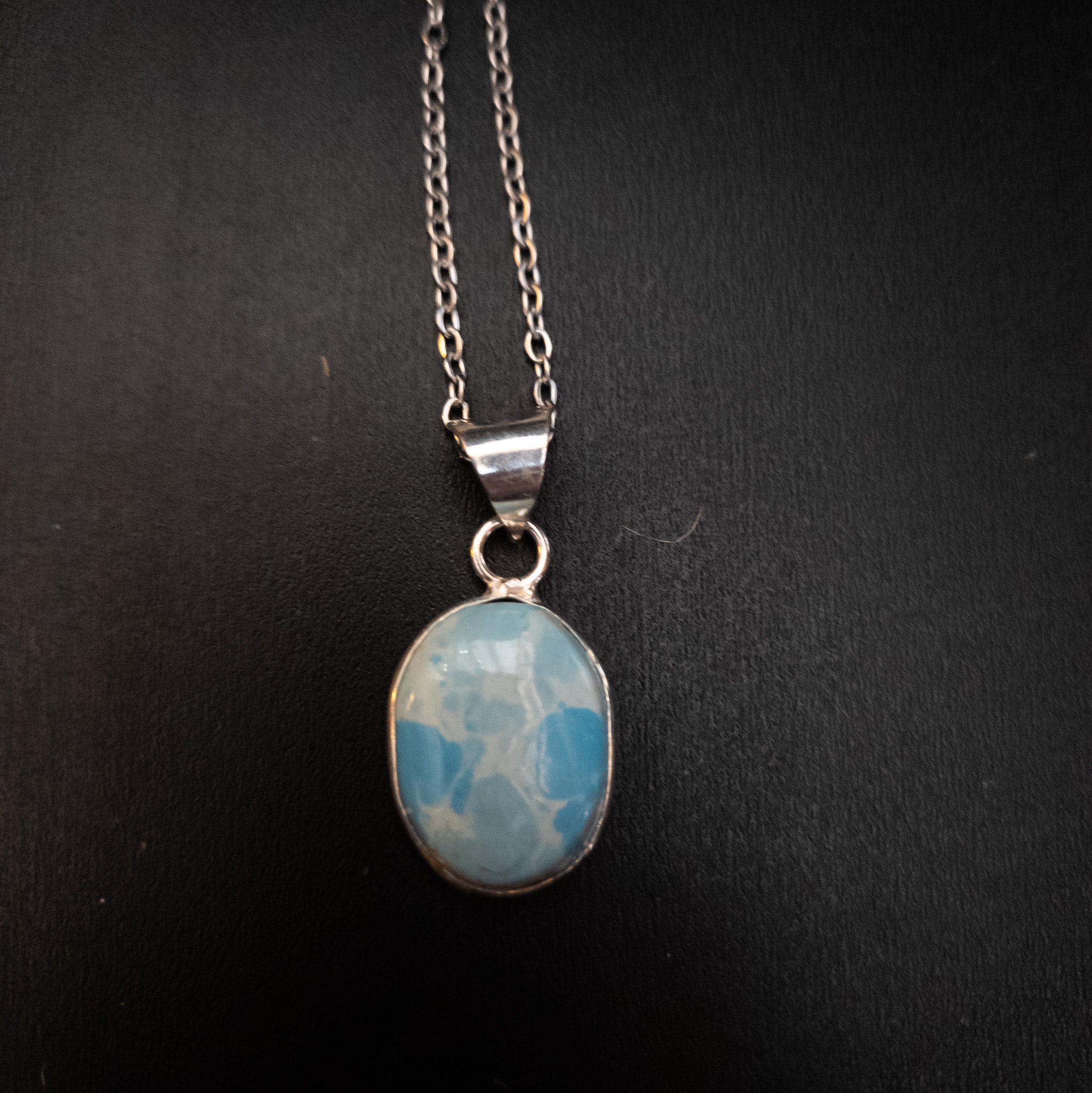 Natural Lamair Silver Plated Pendent on a Chain Necklace