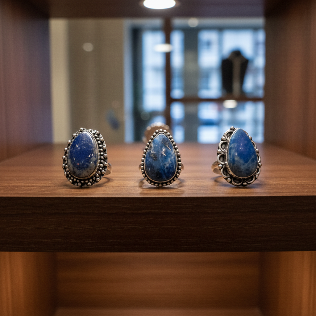 Lapis Lazuli Gemstone 925 Sterling Silver Plated Rings