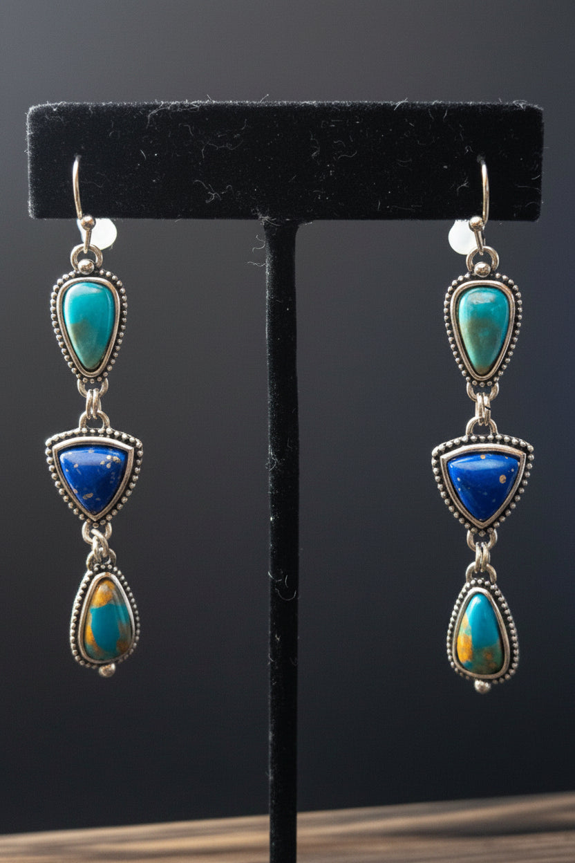 Boho Synthetic Lapis Lazuli Turquoise Earrings