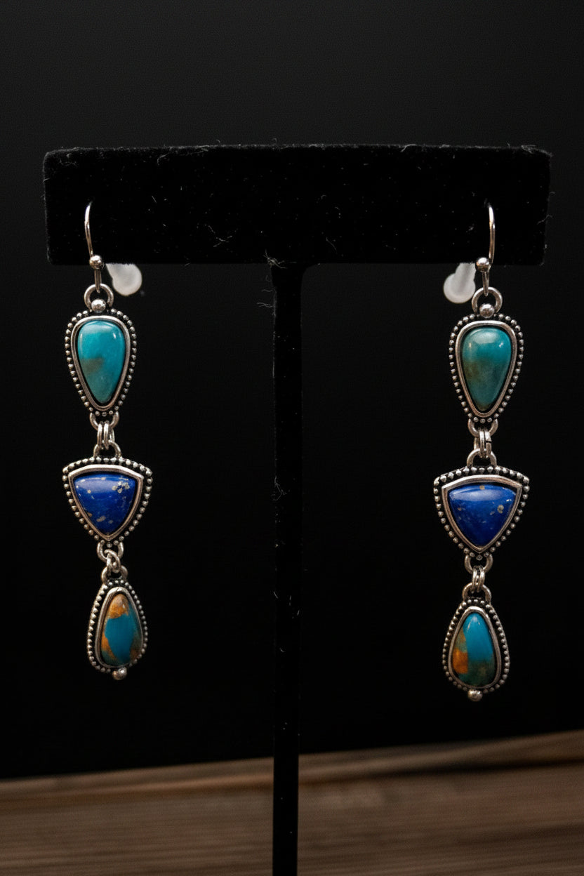 Boho Synthetic Lapis Lazuli Turquoise Earrings