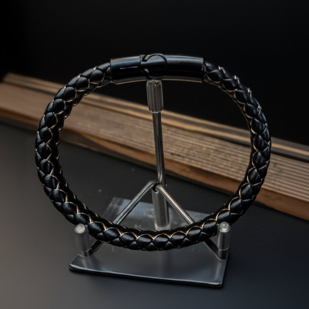 Diamond Tuck Design Braided Bracelet with Magnetic Closure
