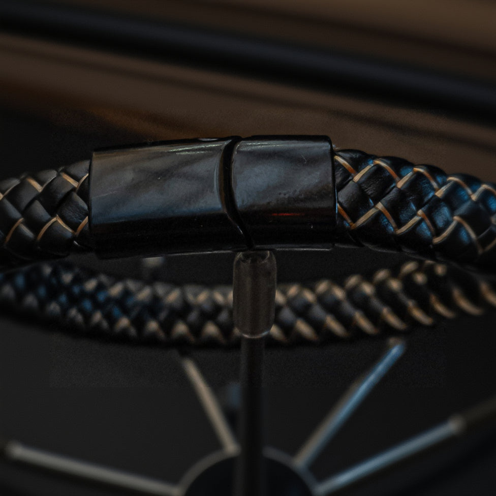 Diamond Tuck Design Braided Bracelet with Magnetic Closure
