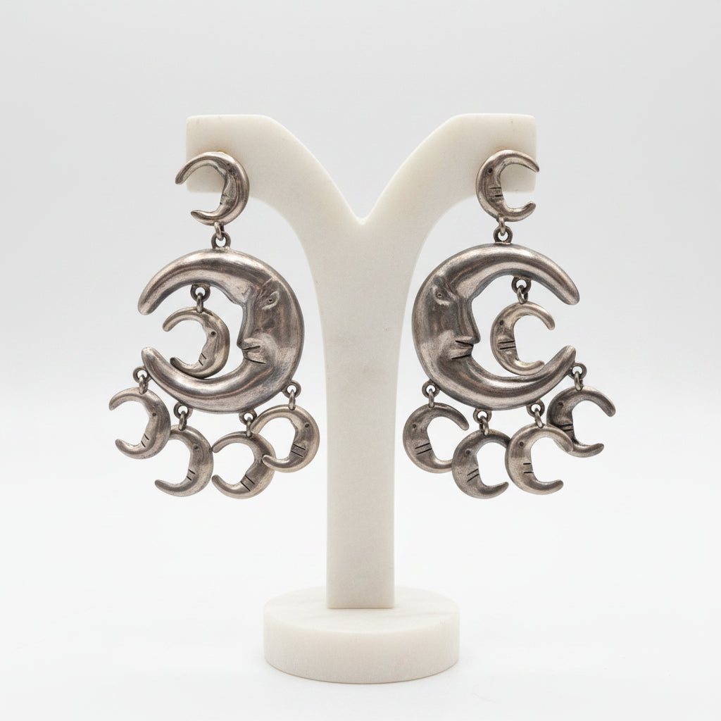 925 Silver Crecent Moon Charm Earrings made in Mexico
