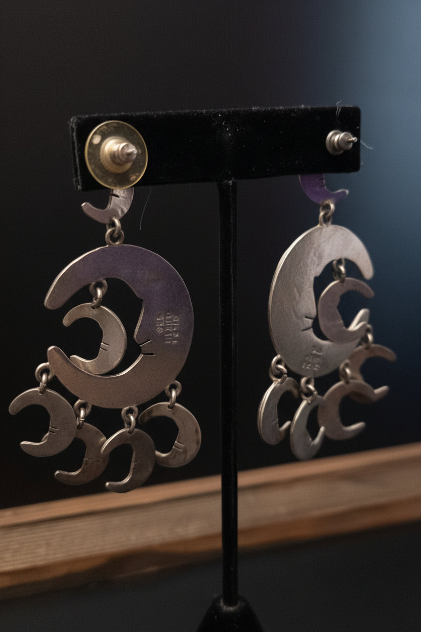 925 Silver Crecent Moon Charm Earrings made in Mexico
