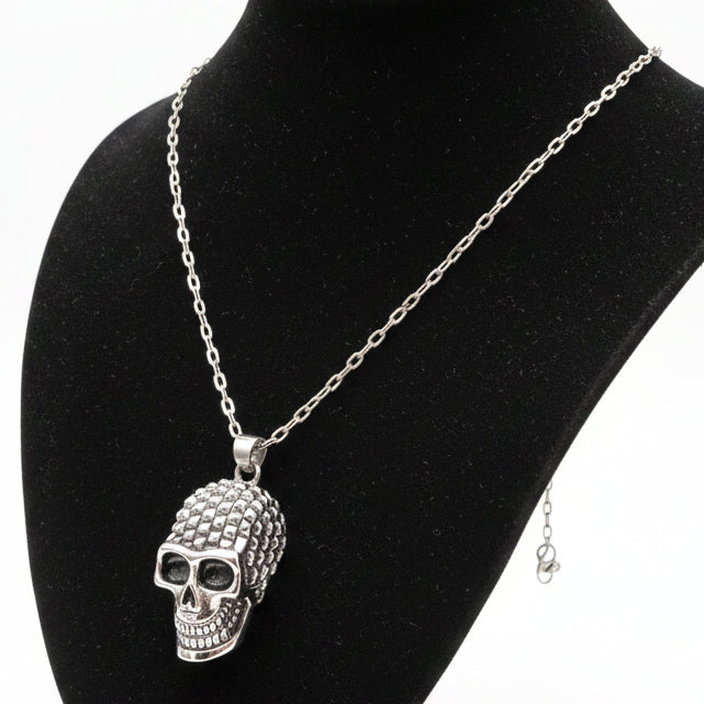 Studded Skull Stainless Steel Pendent on a Chain