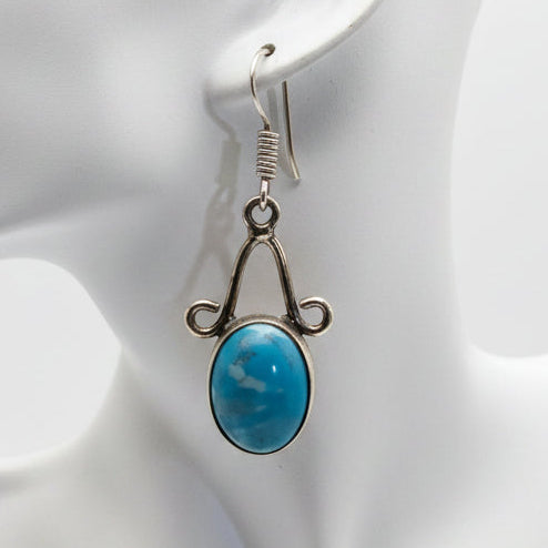 Vintage Silver Earrings With Larimar Gemstones