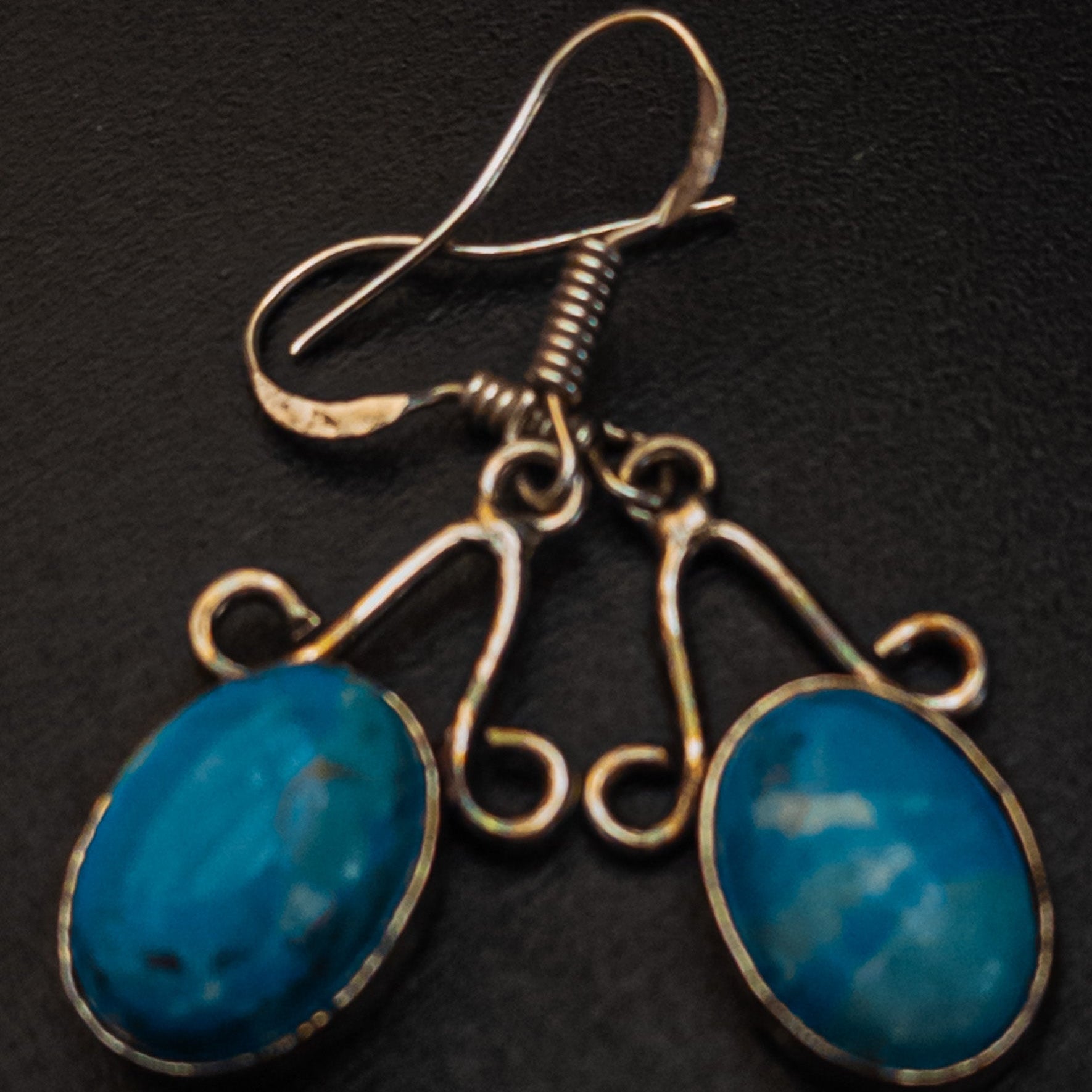 Vintage Silver Earrings With Larimar Gemstones