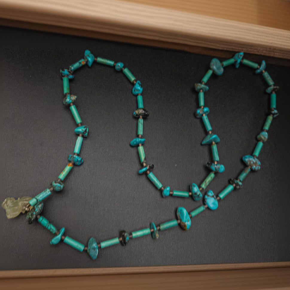 Turquoise Colored Native Style Beaded Necklace
