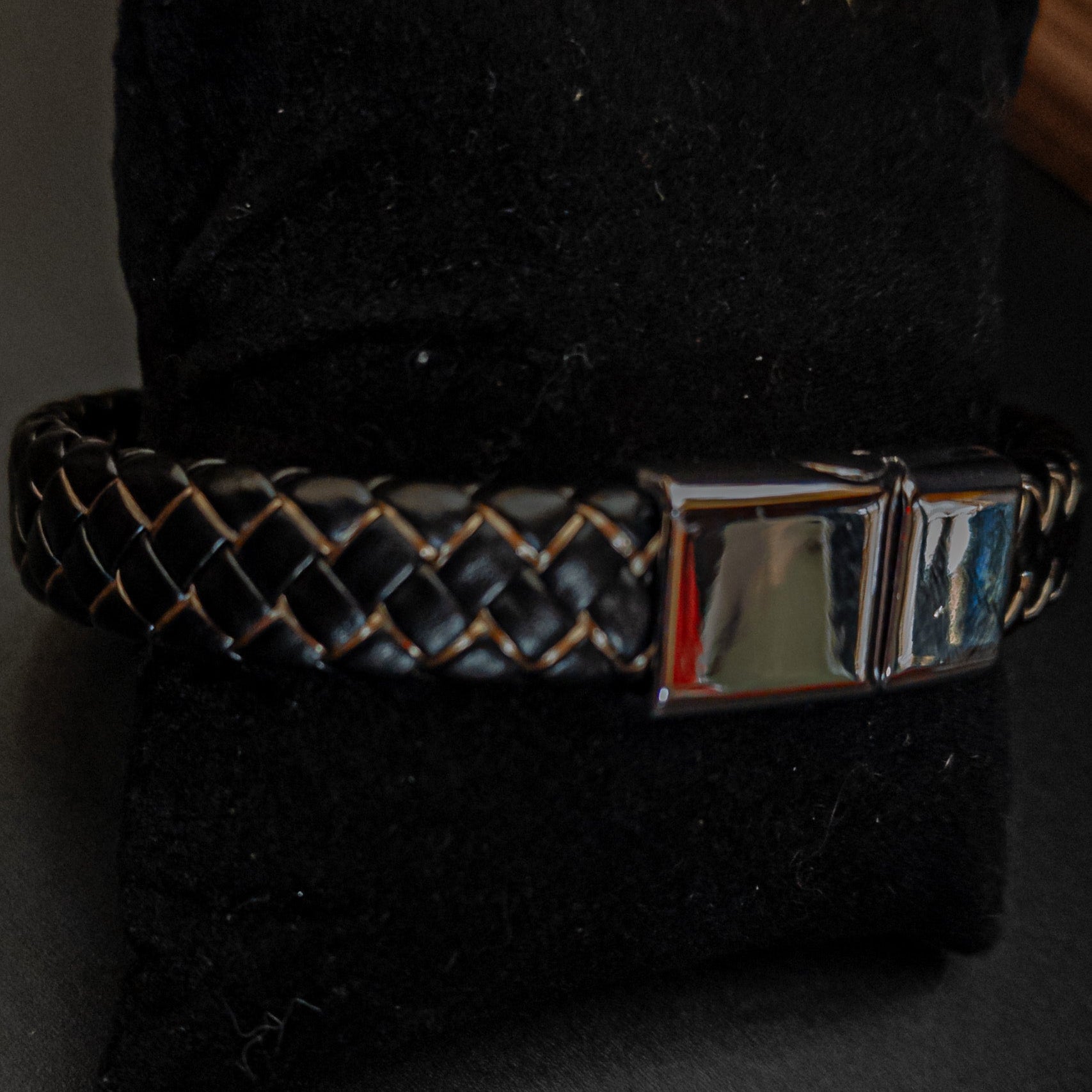 Diamond Tuck Design Braided Bracelet with Magnetic Closure