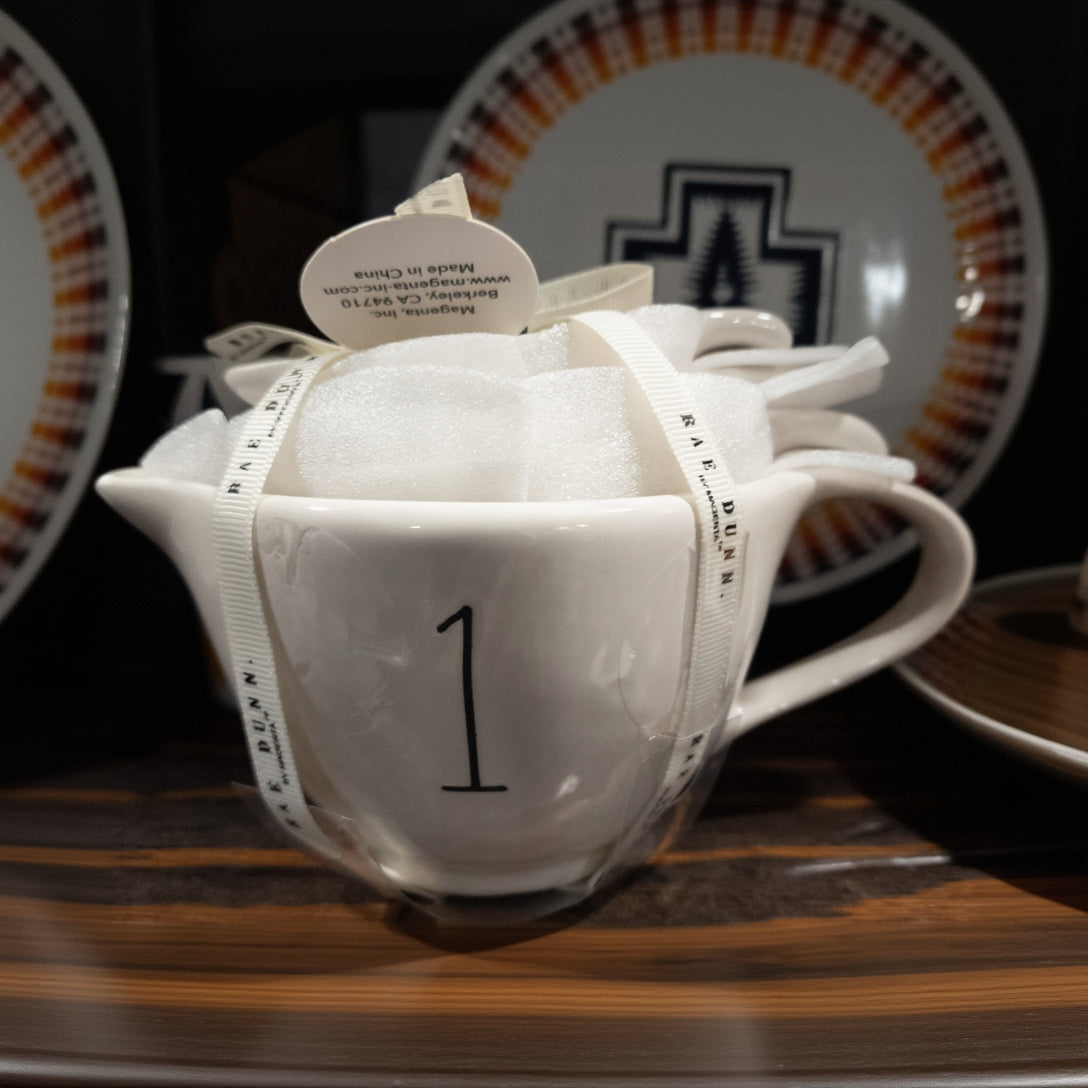 Rae Dunn White Measuring Tea Cup 4 Piece Set