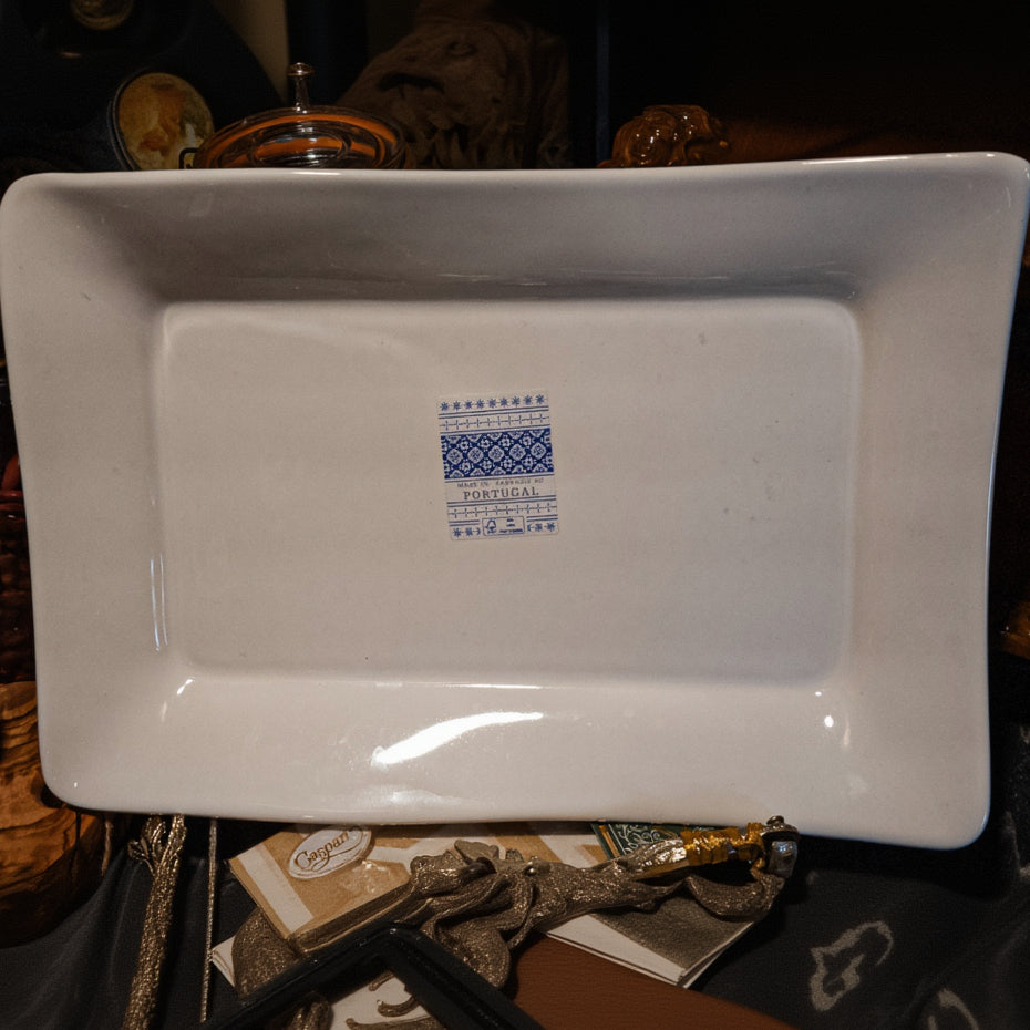 White Ceramic Serving Tray Made In Portugal
