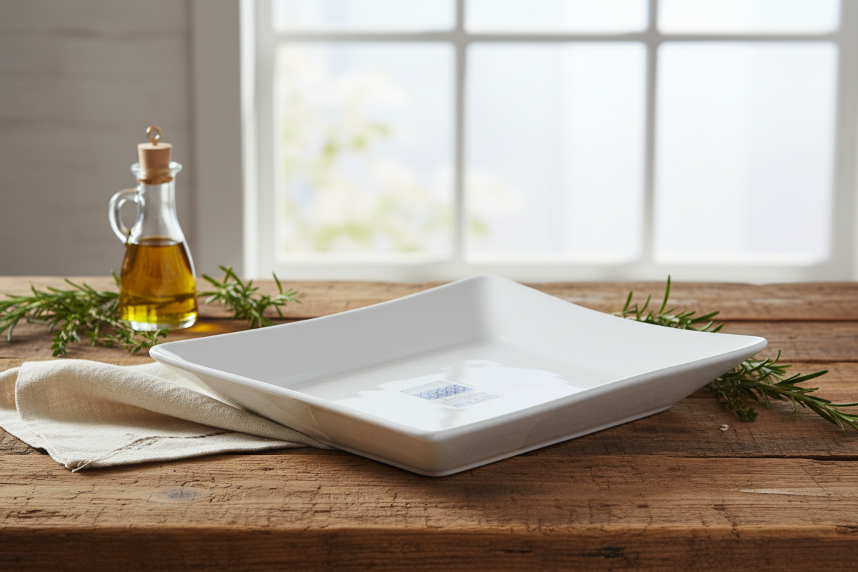 White Ceramic Serving Tray Made In Portugal