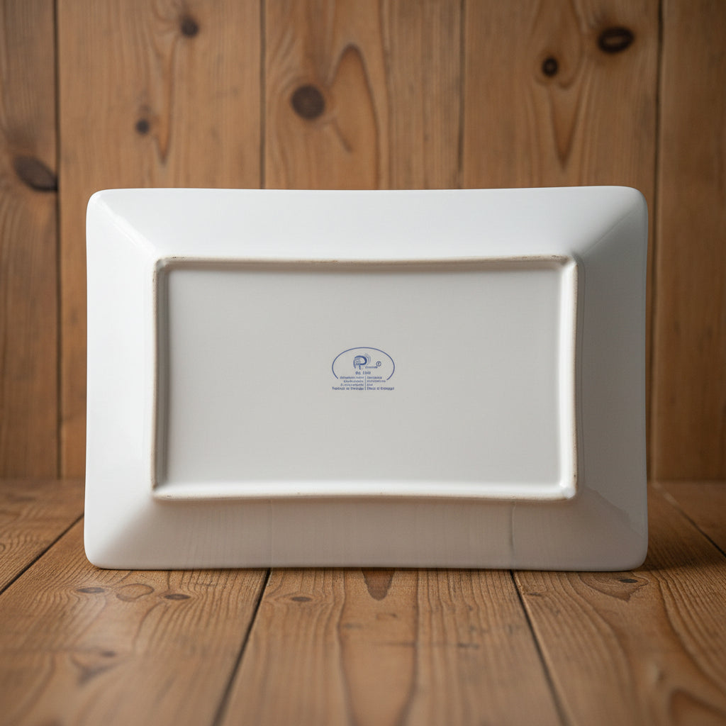 White Ceramic Serving Tray Made In Portugal