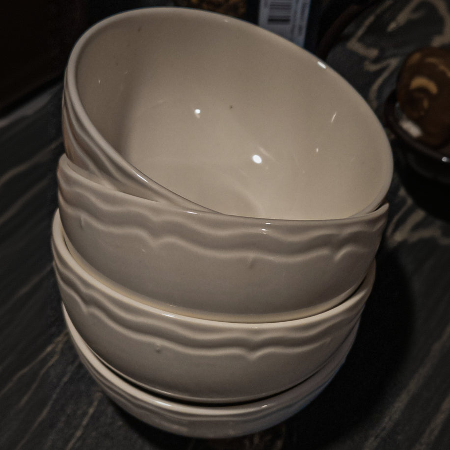 Red Series White Porcelain Bowl Set of 4