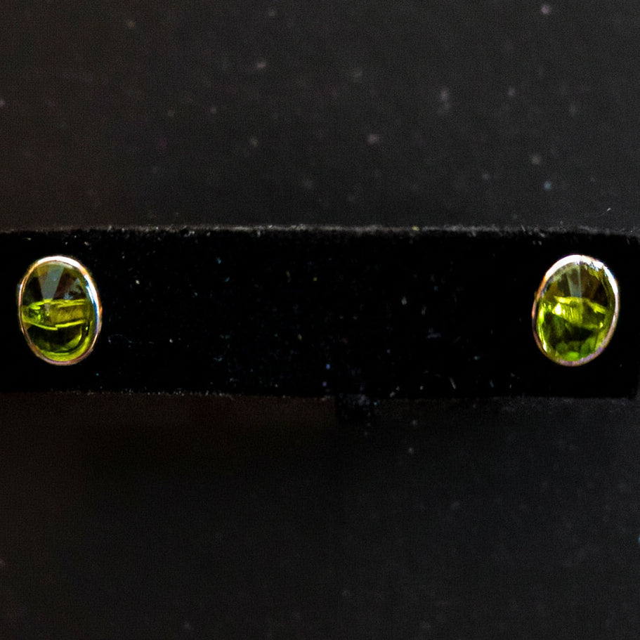 Faux Peridot Crystal Stud Earrings