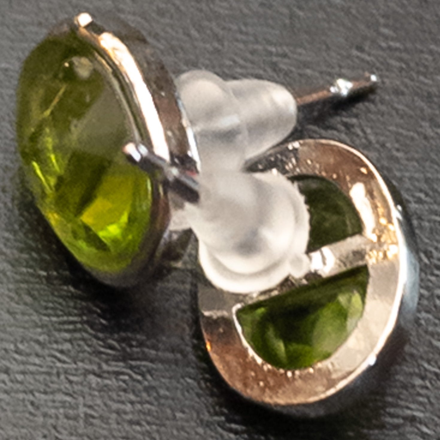 Faux Peridot Crystal Stud Earrings
